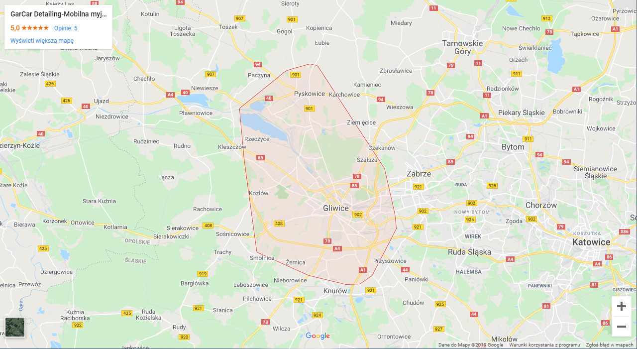 podstawowy obsługiwany obszar